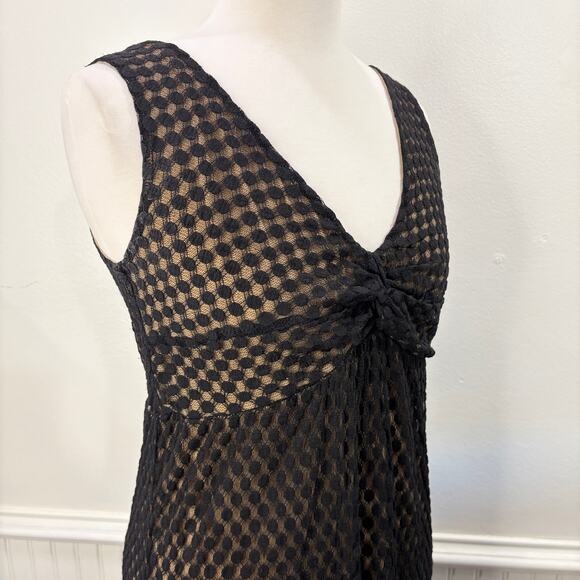 Max Studio Size S Babydoll Dress Y2K Sheer Mesh Black Polka Dot Whimsigoth - Picture 9 of 14
